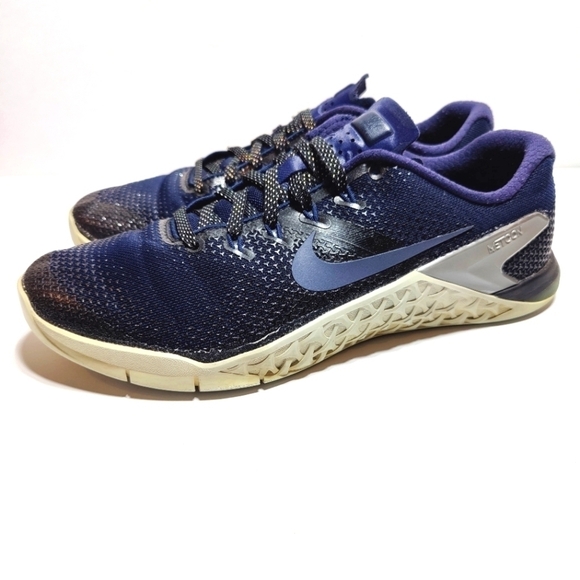 Nike Metcon 4 Metallic Navy Athletic Sneakers Women's Lace Up Shoes Size 10 - Picture 1 of 9